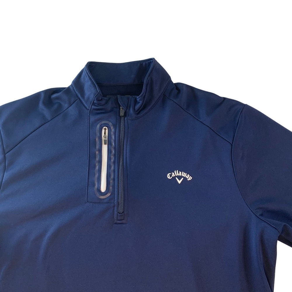 Callaway Quarter Zip Pullover Mens Navy Blue Fleece Lined Golf Jacket‎ XL